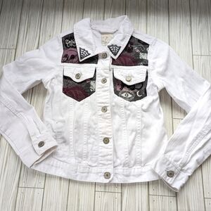 Cats and Crystals Custom Made Jean Jacket in Distressed White Girls Size 10/12